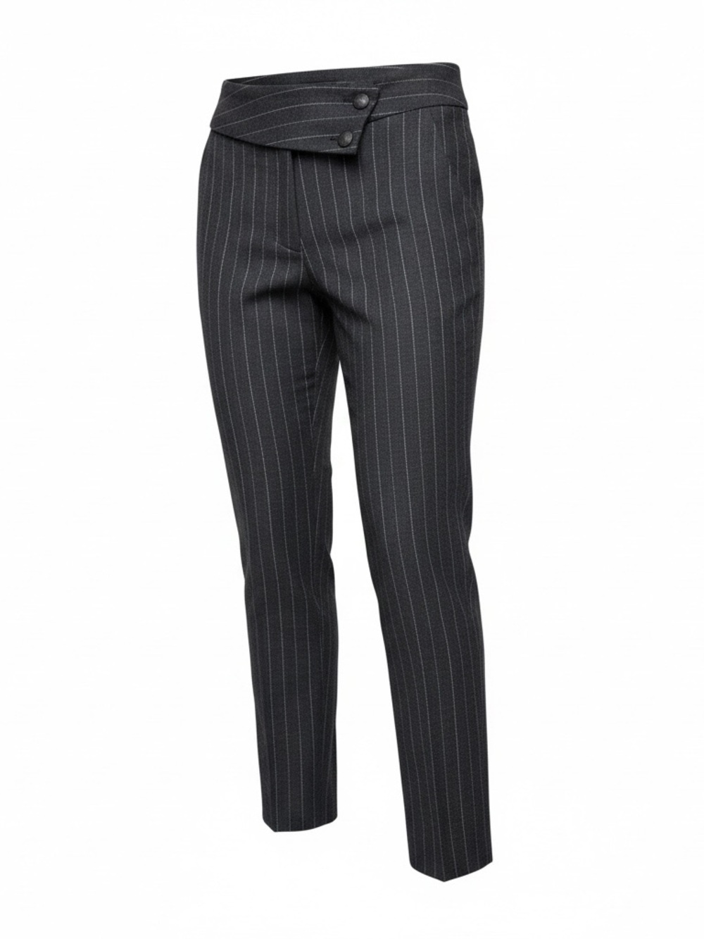 Emporio Armani Black Pinstripe High-Waist Trousers